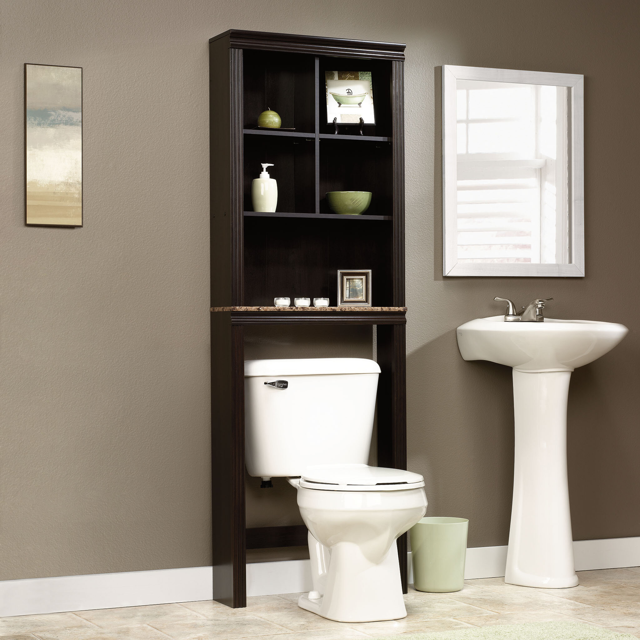 Bathroom wall shelving unit
