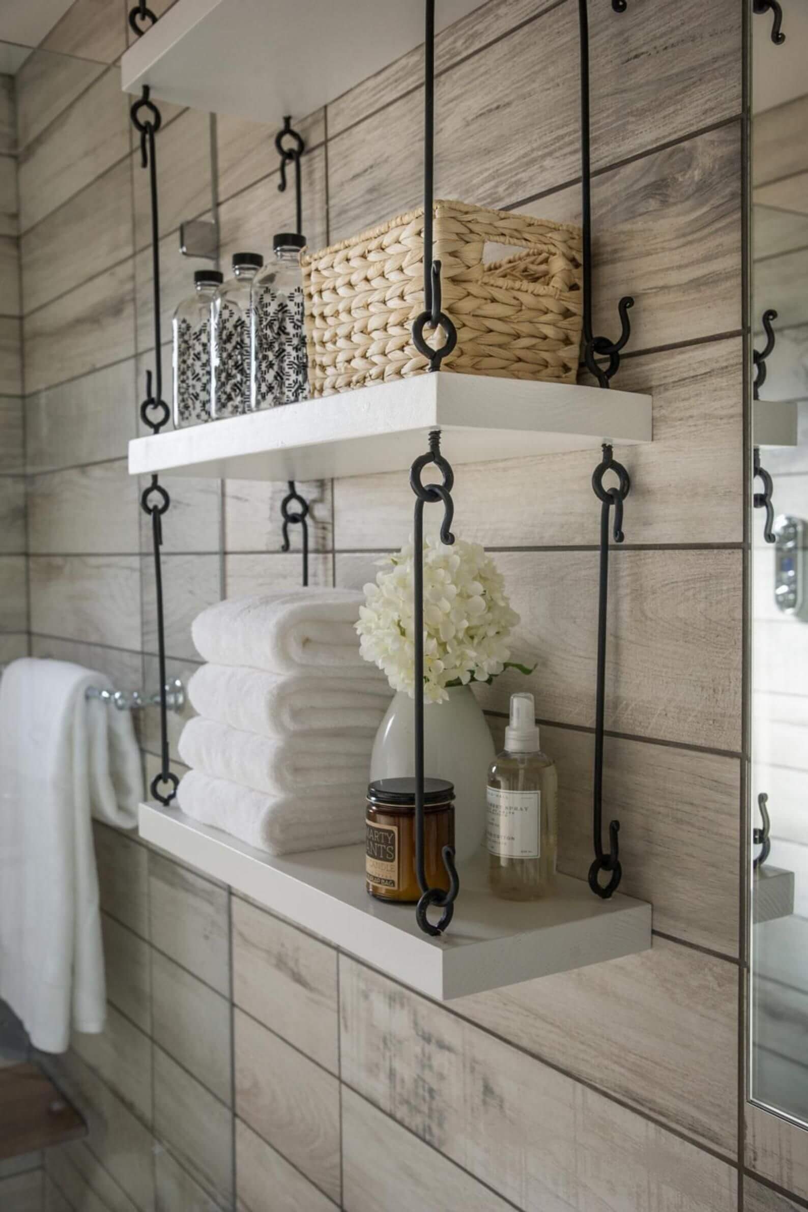 Wall mounted bathroom shelf