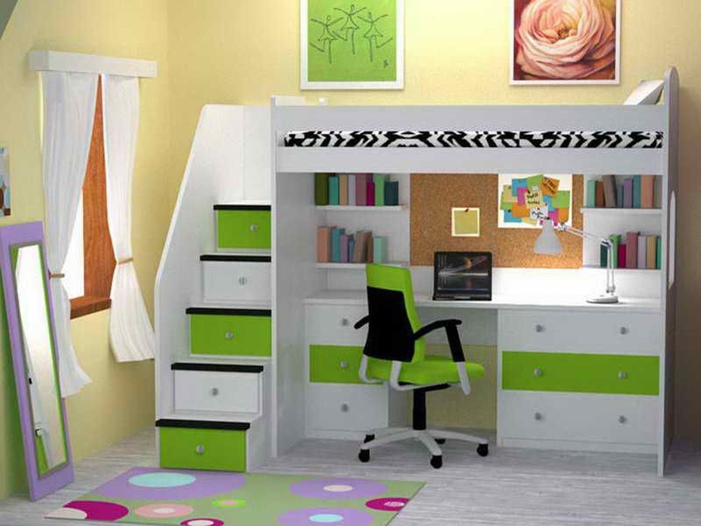 Bunk beds with desks underneath 1