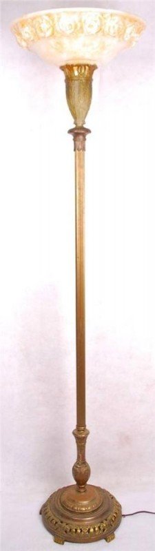 Antique vintage torch torchiere floor lamp art nouveau reading light