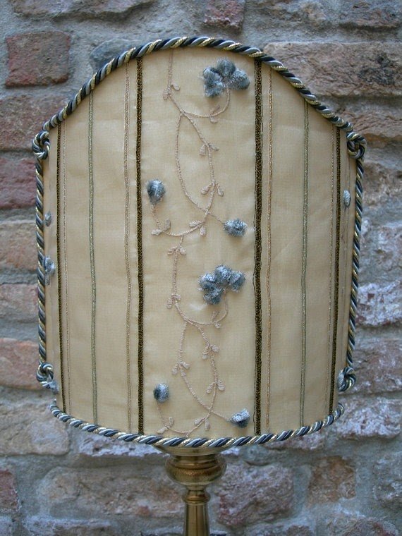 Half lamp shade embroidered floral silk