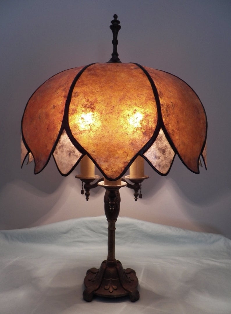 Lotus flower mica shade for your antique vintage table by