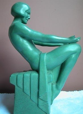 Original Max Le Verrier Art Deco Lady Lamp Lampe Light For Restoration