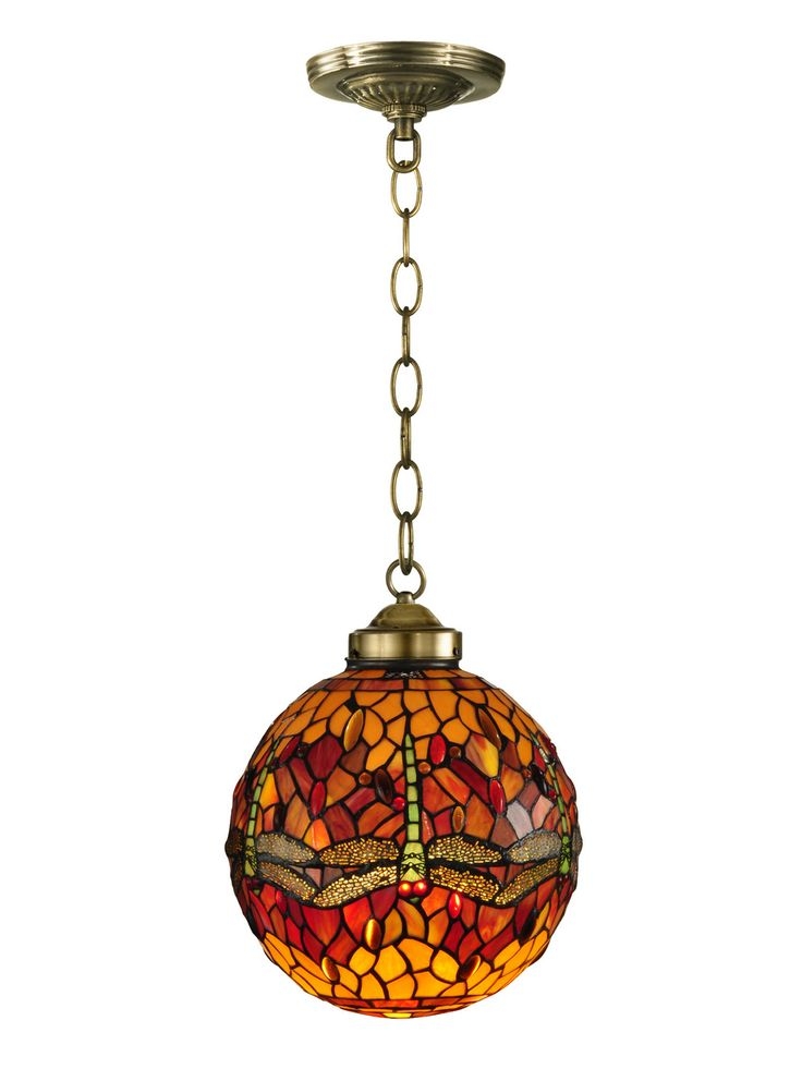 Vintage stained glass hanging lamp