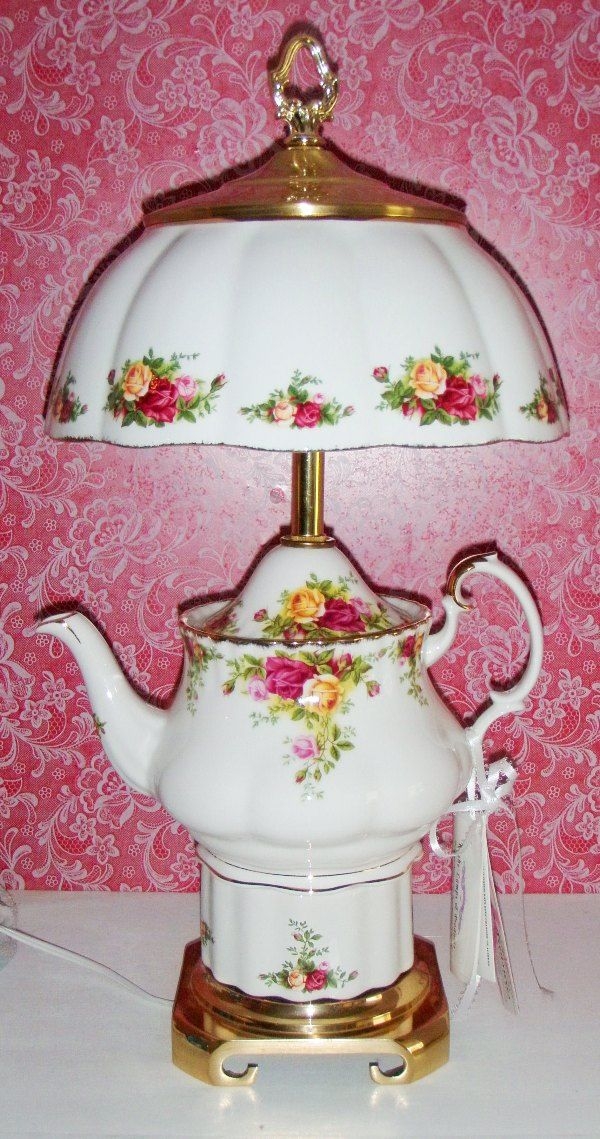Custom lamp royal albert old country roses teapot china lamp