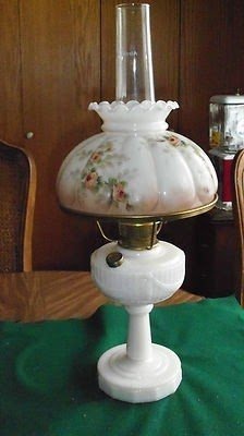 Vintage Lincoln Drape Alacite Aladdin Kerosine Oil Lamp Glass Lamp Shade