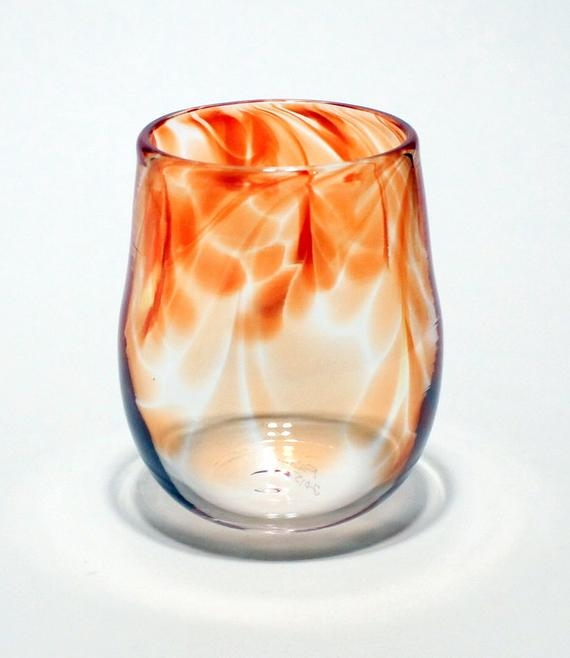 Hand blown stemless wine glass
