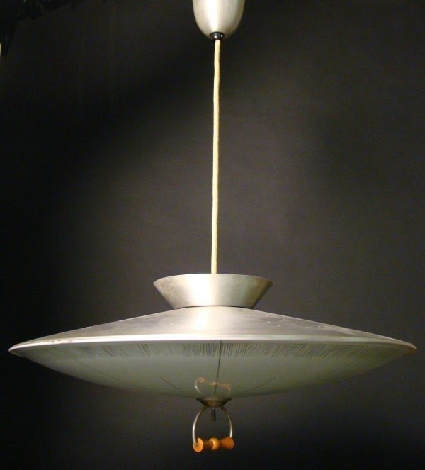 339 1950s brushed aluminum pull down light fixture 9