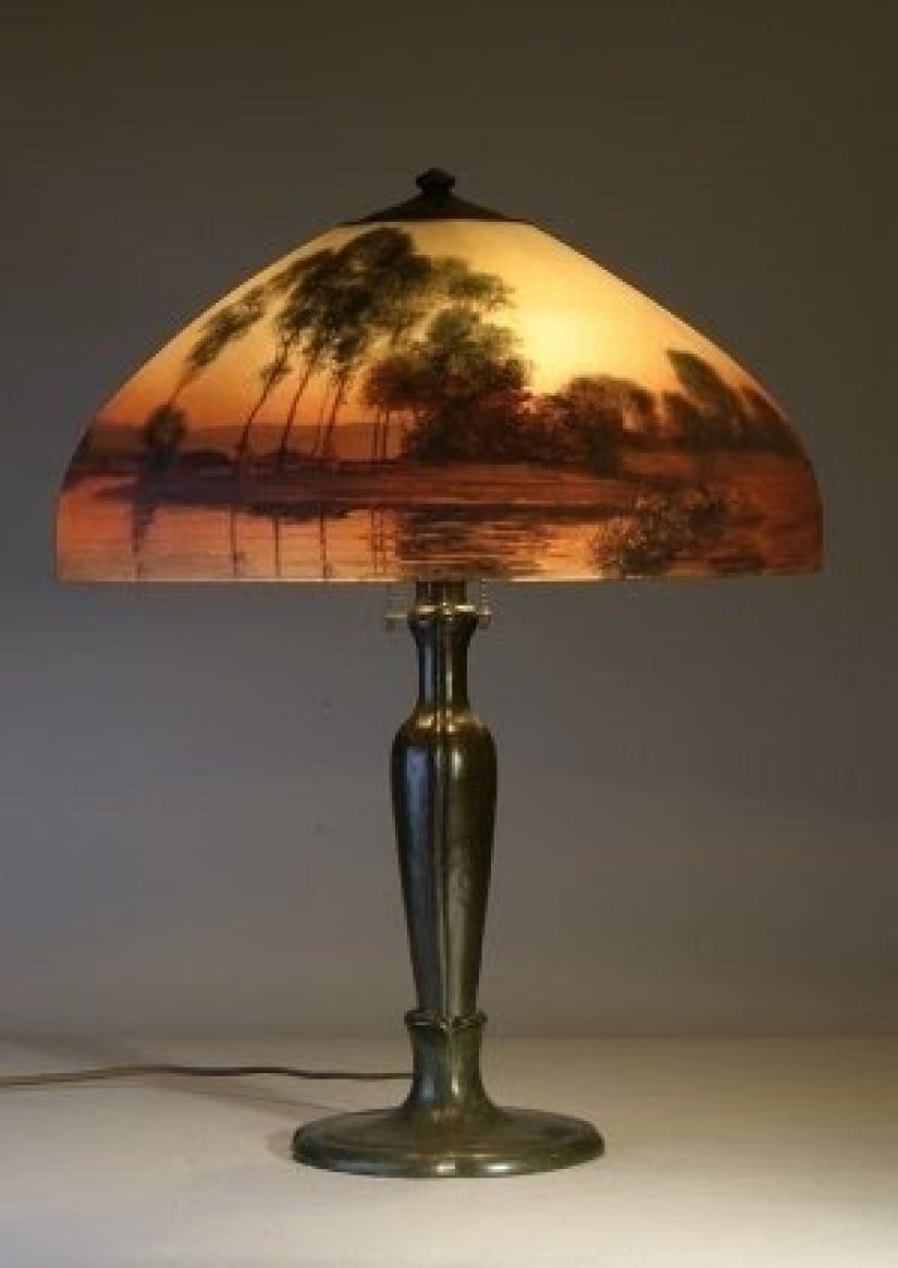 Antique reverse painted lamps on handel reverse painted lamp the