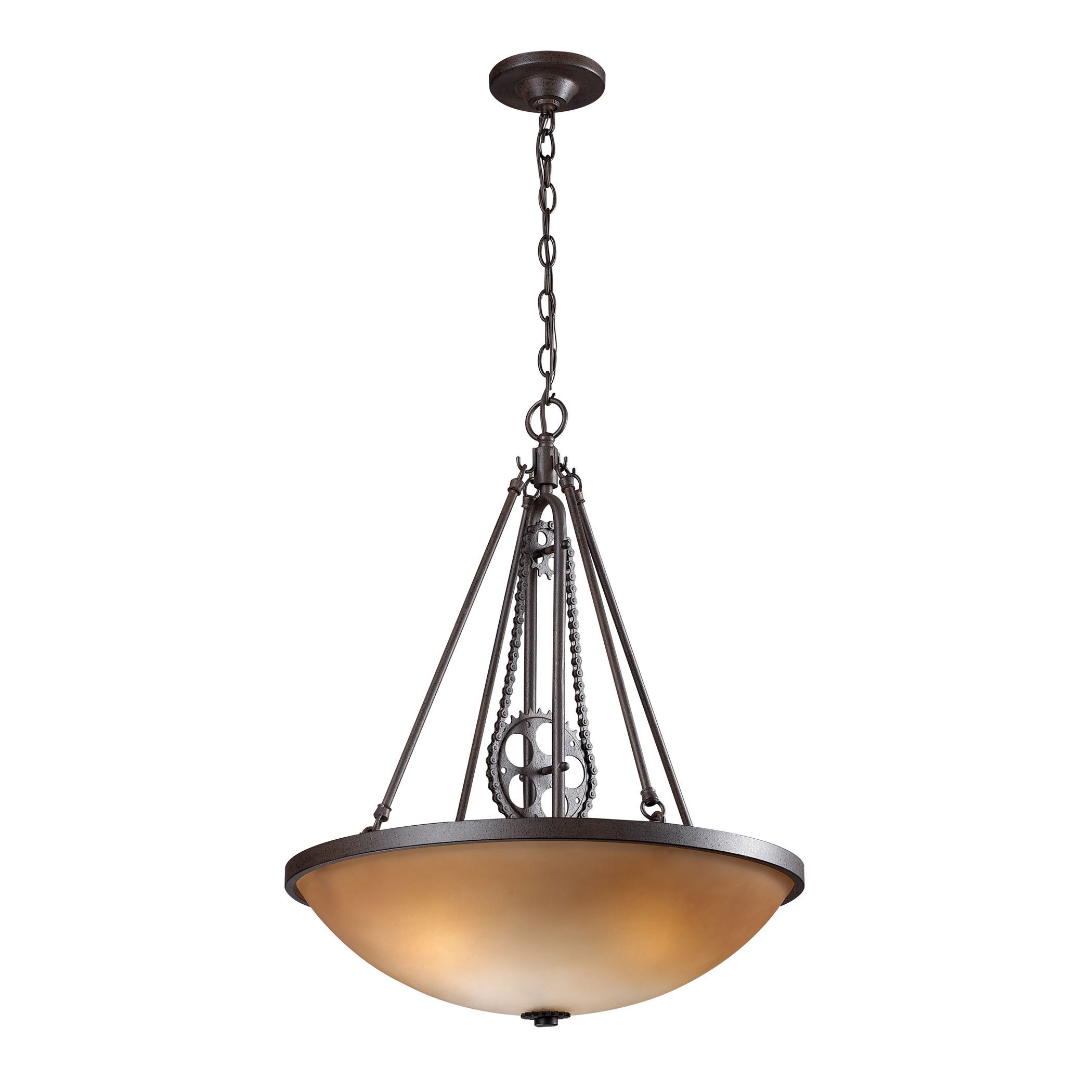Cog and chain vintage rust pendant by elk lighting