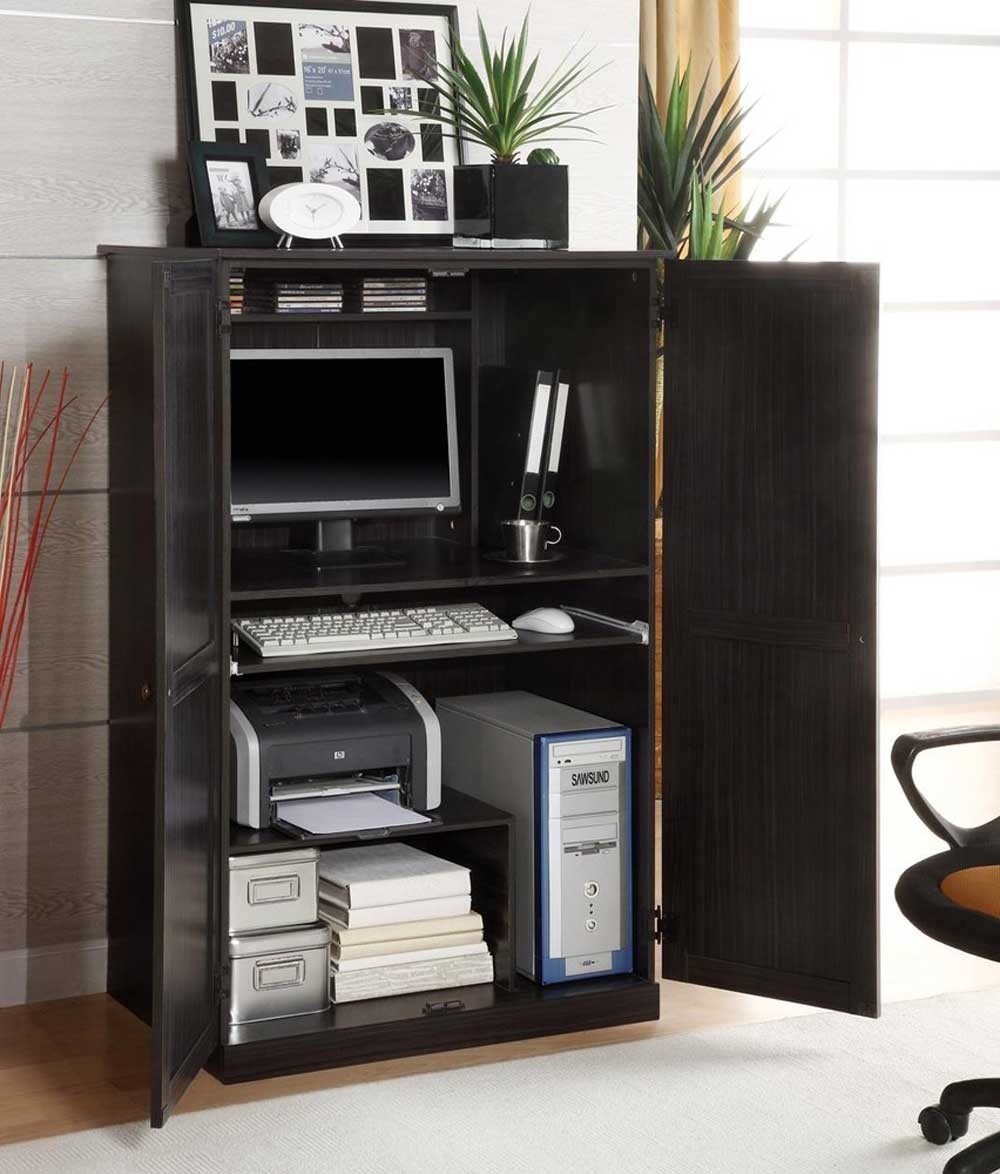 Computer armoire with pocket doors 3