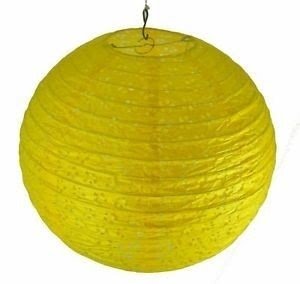 Yellow flower pattern rice paper lantern lamp shades size 12