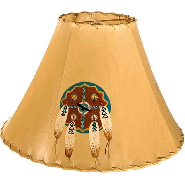 Eagle feather medicine shield rawhide lamp shade