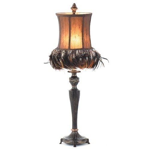 Risque feather and bead table lamp with tapered shade