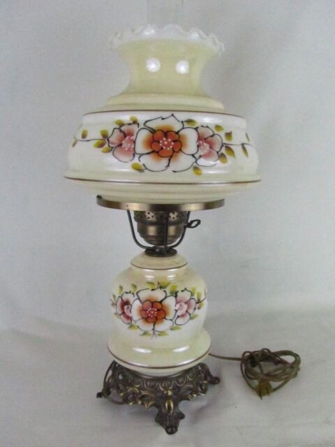 White milk glass hurricane table lamp shade vintage gwtw style