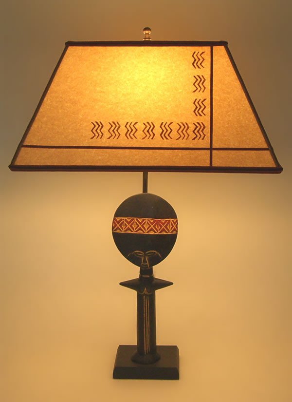 African doll table lamp stenciled parchment paper lamp shade