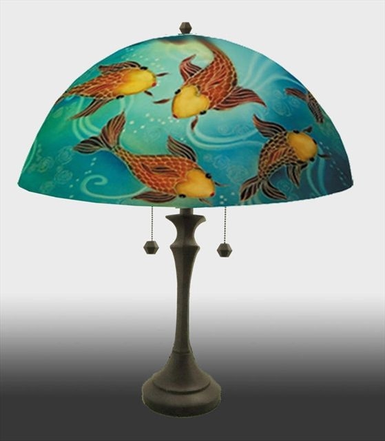 Koi reverse hand painted glass table lamp artisancraftedlighting