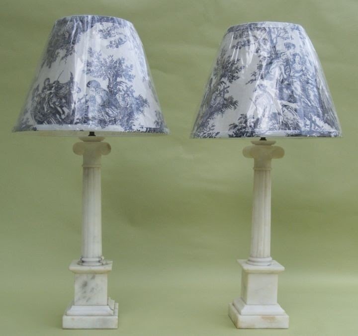 Antique neoclassical marble lamps full shade