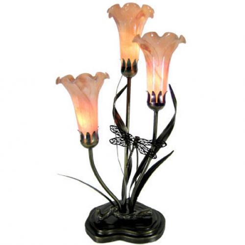 Artistic lighting dragonfly 3 arm lily glass metal table lamp