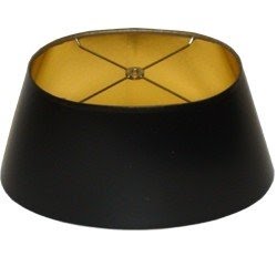 Short oval black parchment lampshade with gold foil lining
