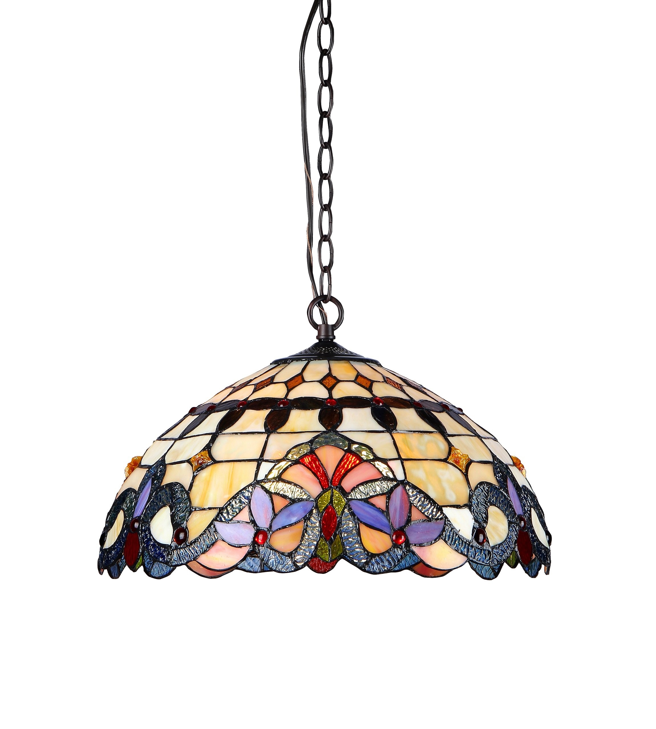 Stained cut glass pendant hanging ceiling light fixture tiffany