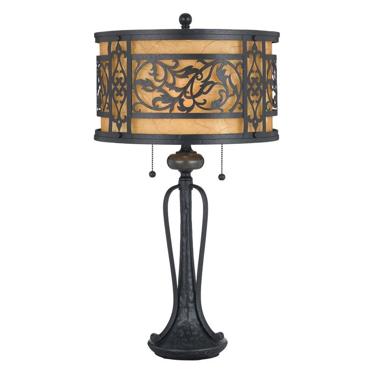 Tuscan lighting mystic black wrought iron table lamp 1