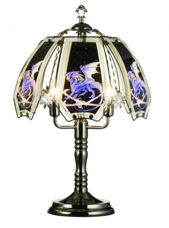 23.5"h Glass Ice Dragon Theme Black Chrome Base Touch Lamp