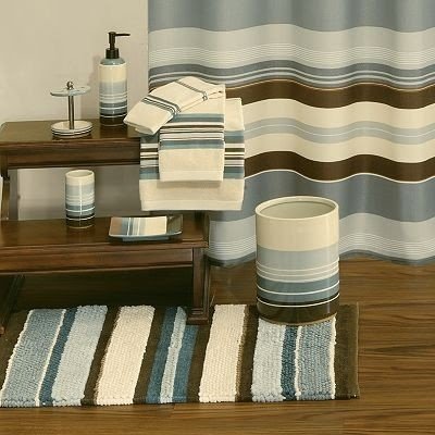 Blue brown shower curtain 5