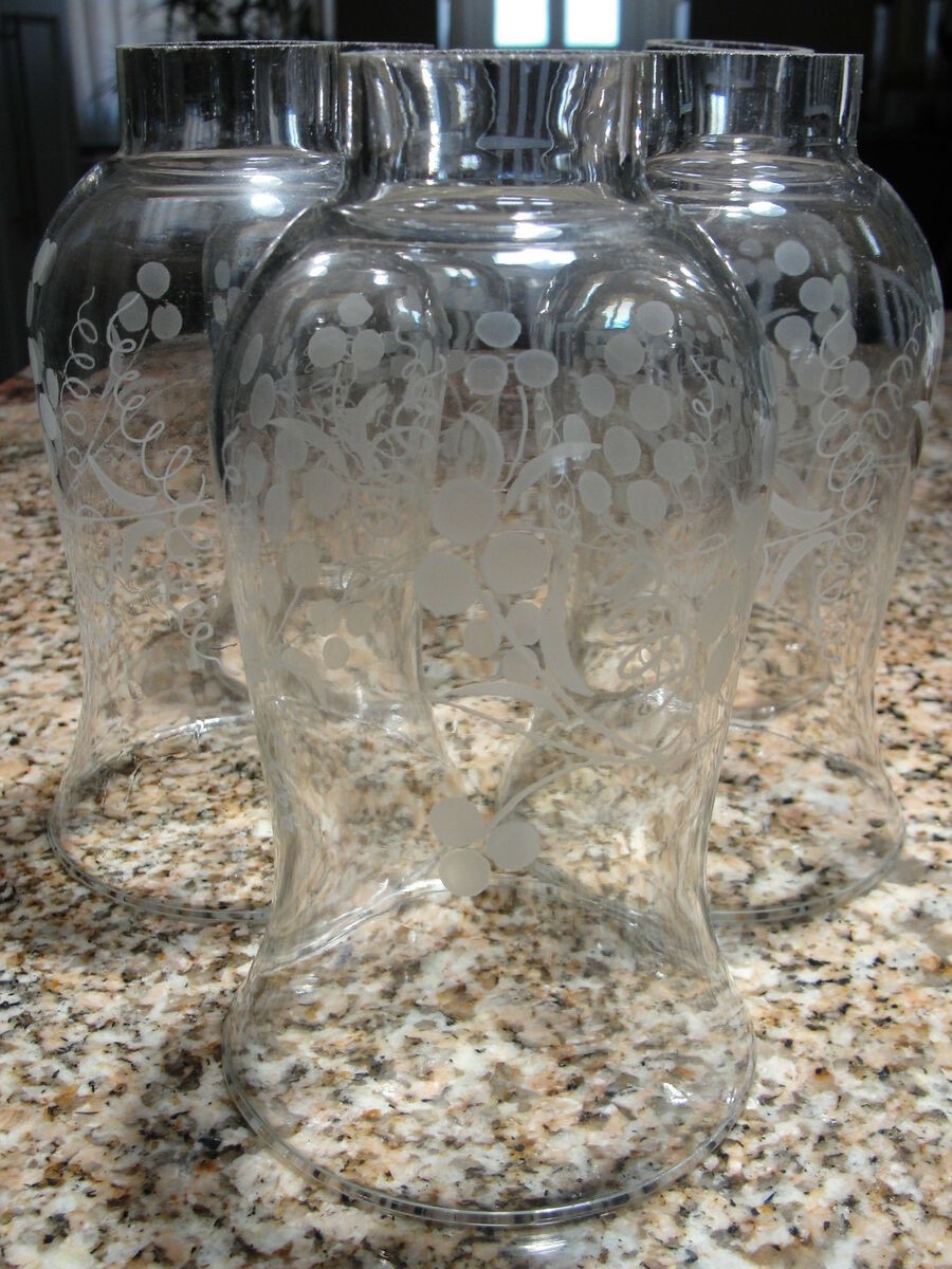Listing is for one 1 replacement etched glass hurricane candle