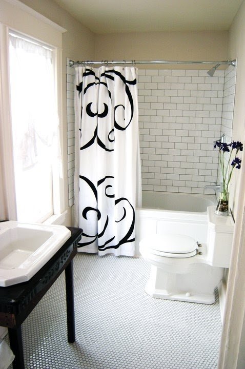 Black and white shower curtain 9