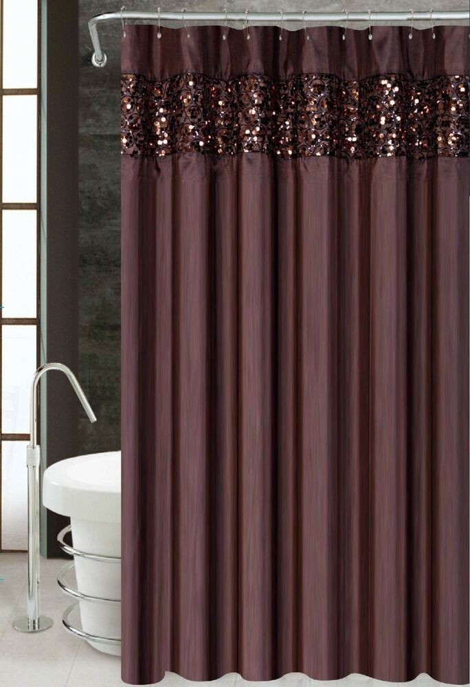 Vegas Brown Luxury Fabric Shower Curtain Bathroom Accessories 70 X 72