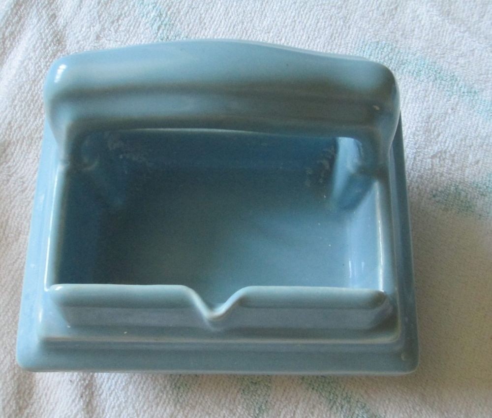 Vintage blue recessed ceramic bathroom shower soap dish holder