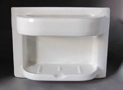 Recessed ceramic bathroom soap dish