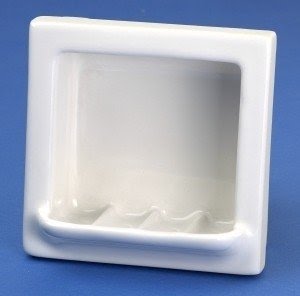 Recessed fully porcelain soap dish