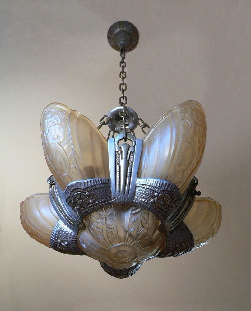 Antique lincoln art deco slip shade