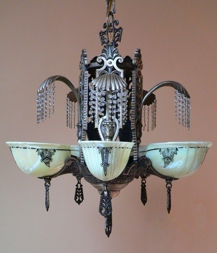 Art deco slip shade chandelier 19