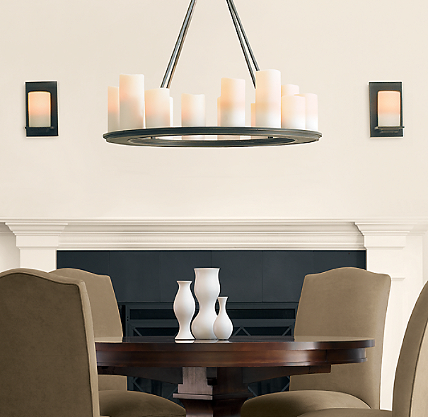 Pillar candle round small chandelier chandeliers restoration hardware via