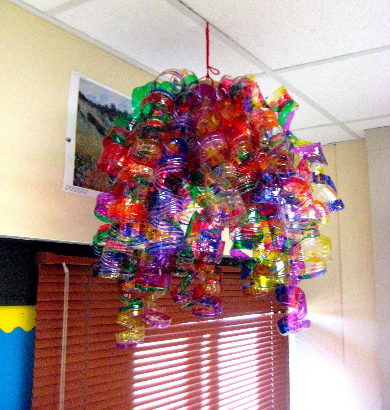 Recycled bottle chandelier
