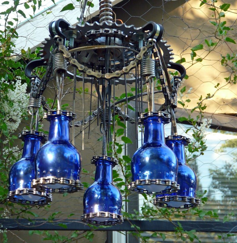Recycled glass chandelier 15