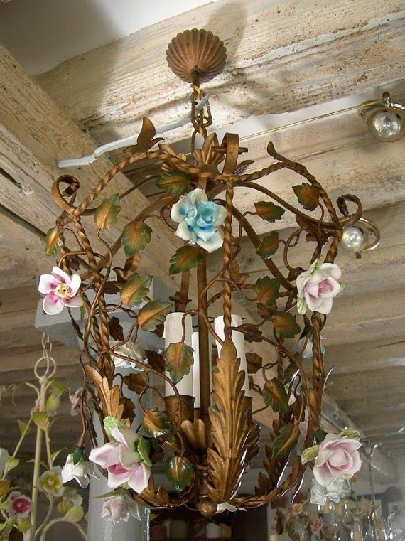 Tole painted chandelier 39