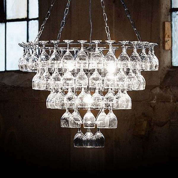 Wine glass holder chandelier