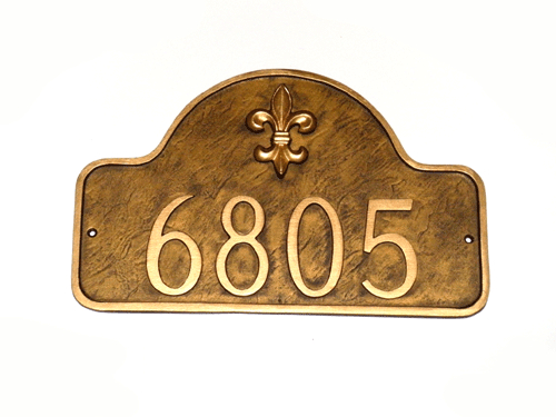 Fleur de Lis One Line Arch Standard Address Plaque