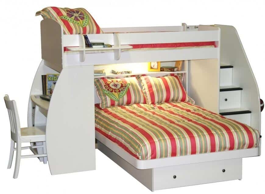 Berg Furniture Sierra Twin Over Full L Shaped Bunk Bed With Desk And Storage