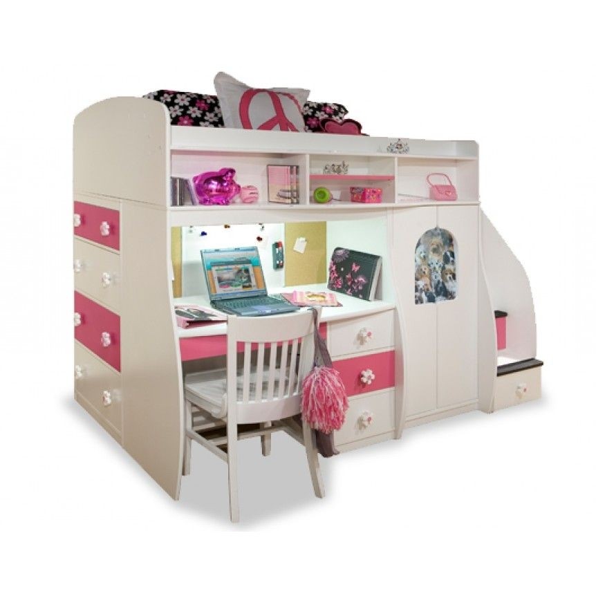 Berg Furniture Twin Loft With Central Play Area And Desk