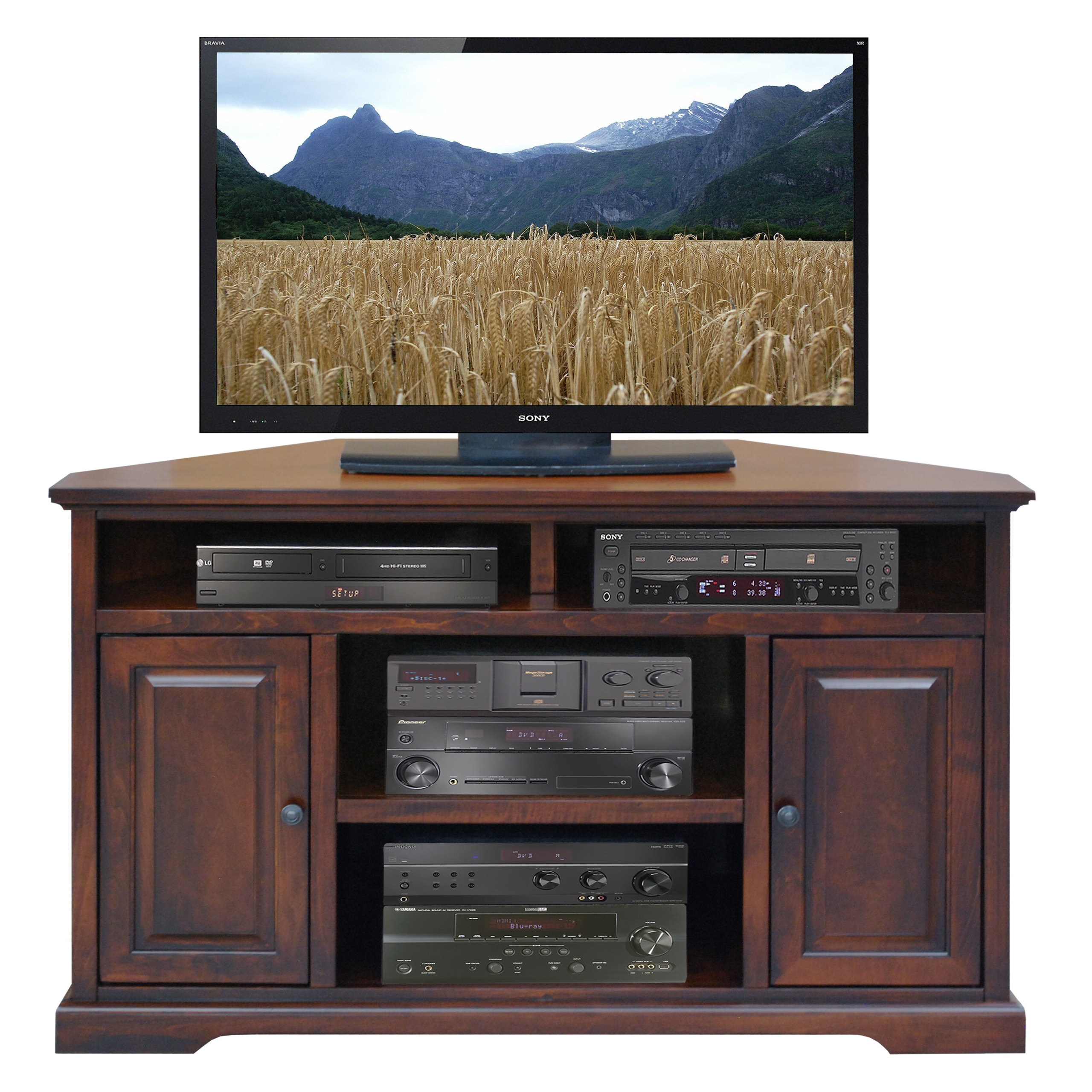 Corner TV Stand in Danish Cherry
