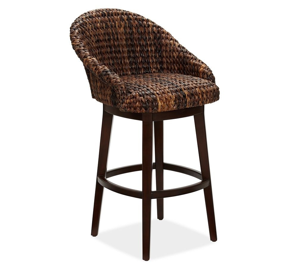 Seagrass Bucket Swivel Barstool Tall Honey Traditional Bar Stools And Counter Stools