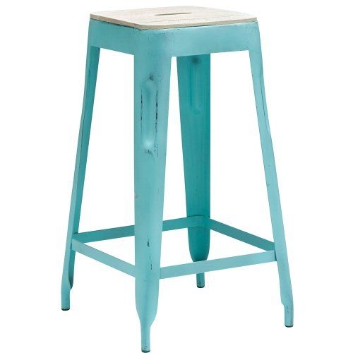 Industrial styled turquoise blue bar stool and dining chair