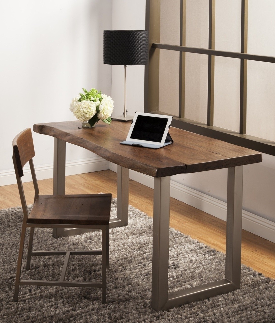 Montana Solid Wood Metal Leg Desk Farmhouse Home Office Santa Barbara