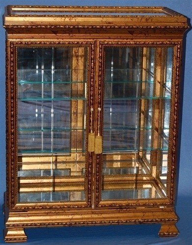 Dark gold curio cabinet 1