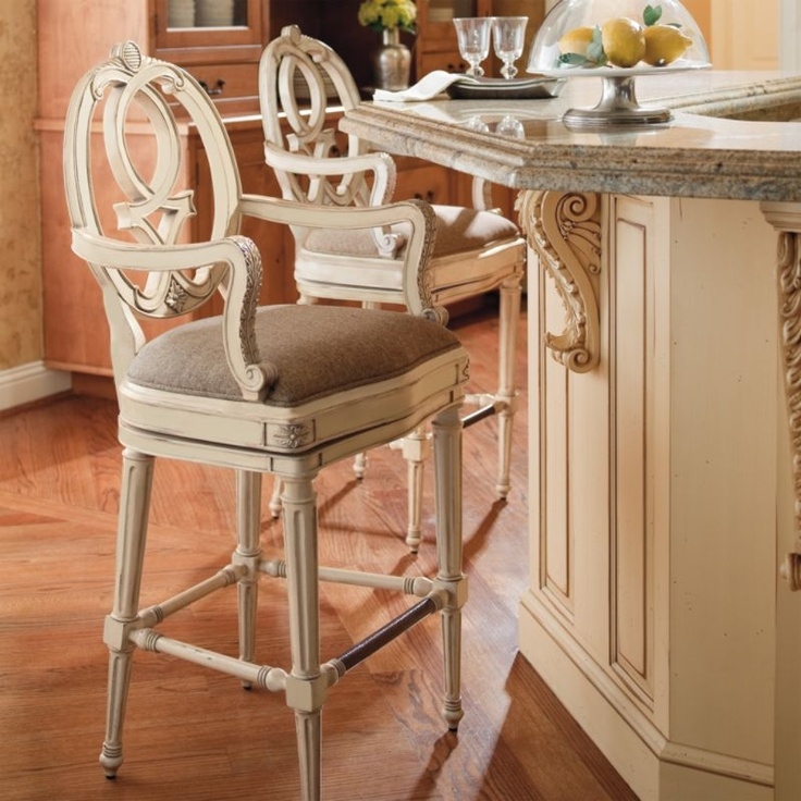 Elegant Vintage Kitchen Counter Stools with Upholstered Seats